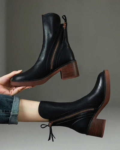 Garciel – Bottines noires en cuir à talon confort, élégantes et intemporelles