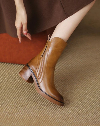Garciel – Bottines noires en cuir à talon confort, élégantes et intemporelles