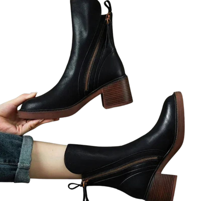 Garciel – Bottines noires en cuir à talon confort, élégantes et intemporelles