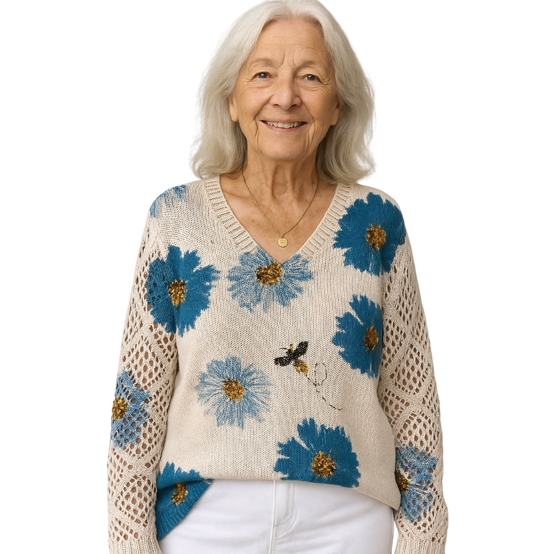 Aurélie - Pull femme chic à fleurs