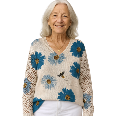 Aurélie - Pull femme chic à fleurs