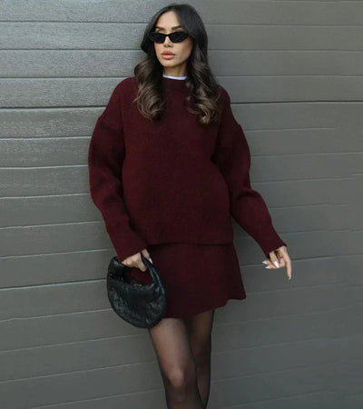 Velara - Ensemble en maille - pull oversize + minijupe