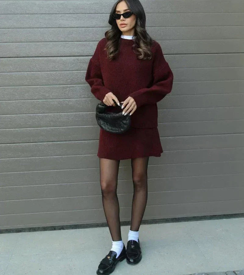 Velara - Ensemble en maille - pull oversize + minijupe