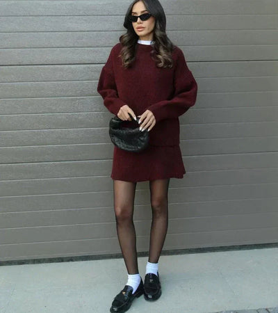 Velara - Ensemble en maille - pull oversize + minijupe