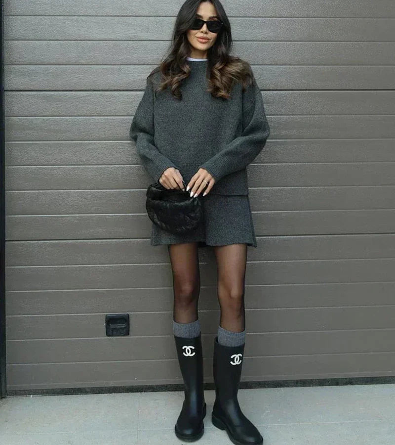 Velara - Ensemble en maille - pull oversize + minijupe