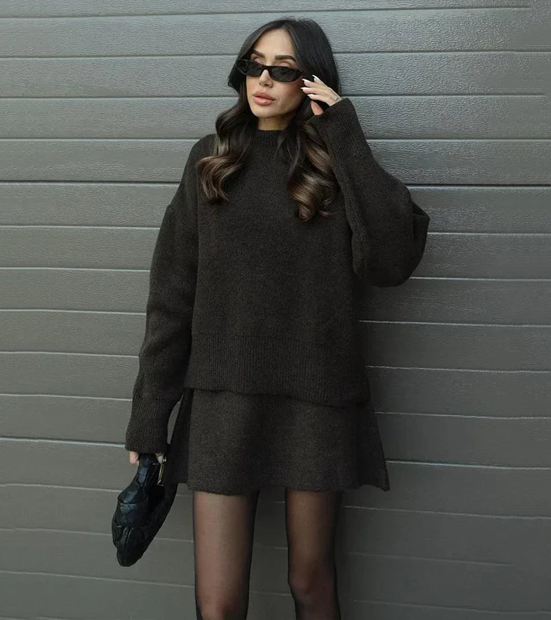 Velara - Ensemble en maille - pull oversize + minijupe